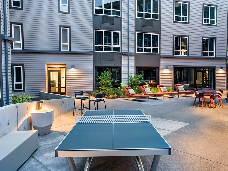 Our outdoor courtyard with ping pong is the perfect spot to connect, have fun, and enjoy the fresh air.
