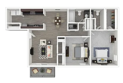 Floor plan 2 Bedroom 1.5 Bathroom Apartment