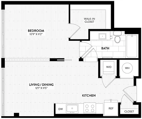Floor plan PH02 - 1 Bed_1 Bath