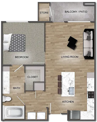 Floor plan A1 - 1X1