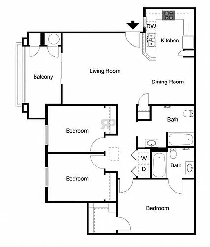 Floor plan 3 Bed 2 Bath