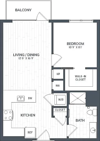 Floor plan A2.4 | 1 Bed | 1 Bath