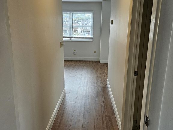 View from entry to living area. Closet on right.