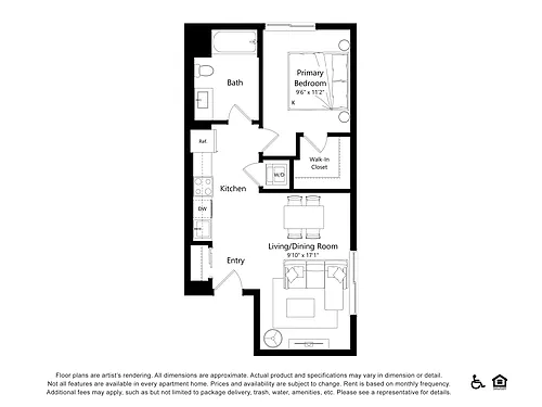 Floor plan 326 - 1 Bed