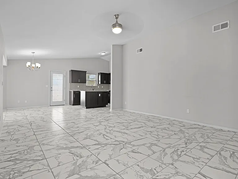 Living room with marble floors