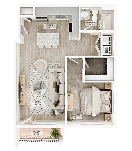 Floor plan 1 BR - Arbor Summit