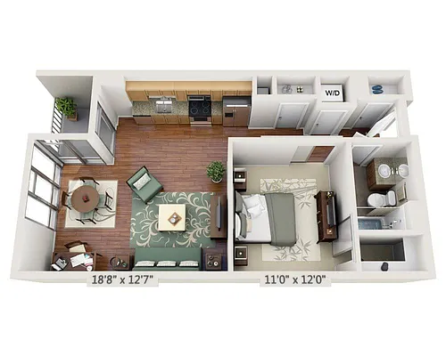 Floor plan One Bedroom A1D