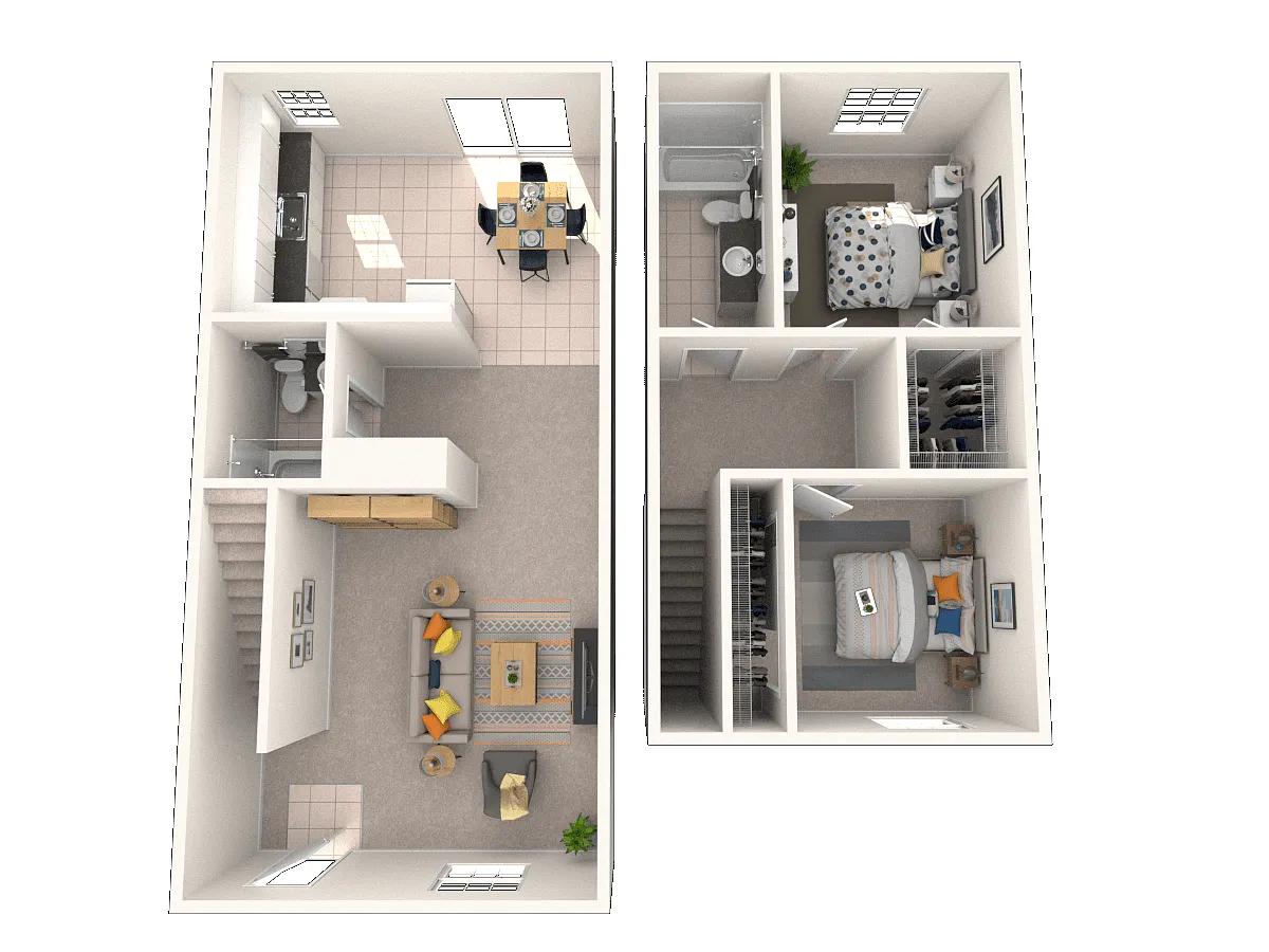 Floor plan 2 Bedroom 1.5 Bath Townhouse