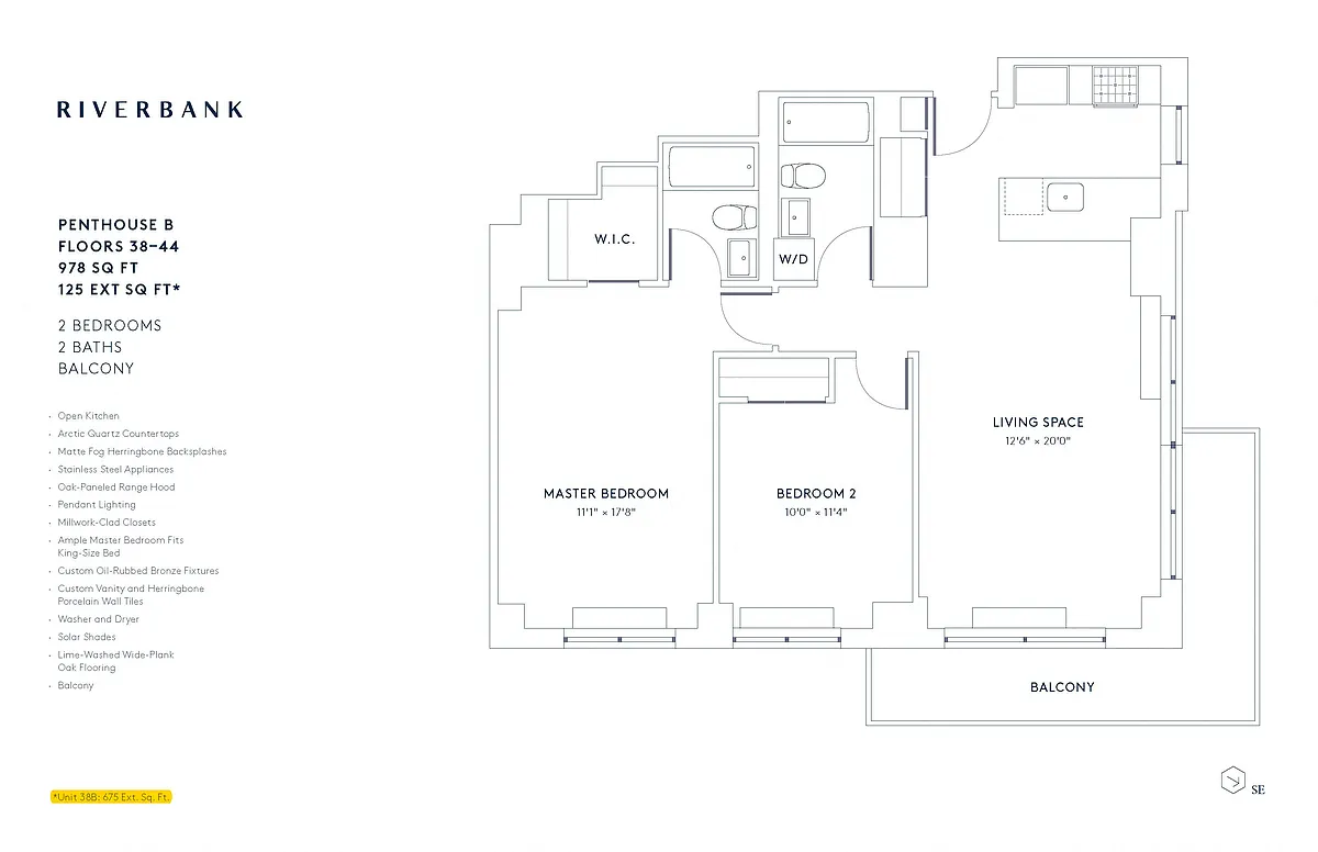 Floor plan B Line Floors 38-44 (2 Bed PH)