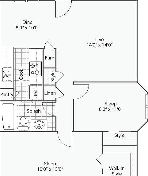 B2 | 2-Bedroom Floorplan B2 | 2-Bedroom Floorplan