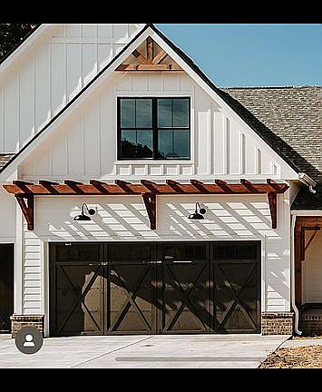 Cedar trellis over garage.