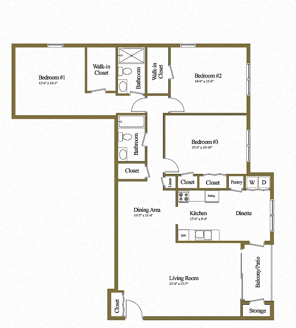 Floor plan 3 Bedrooms 2 Bath