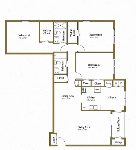 Floor plan 3 Bedrooms 2 Bath