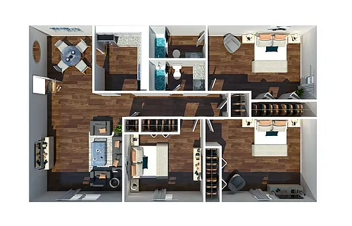 Floor plan 3 Bedroom 2 Bath