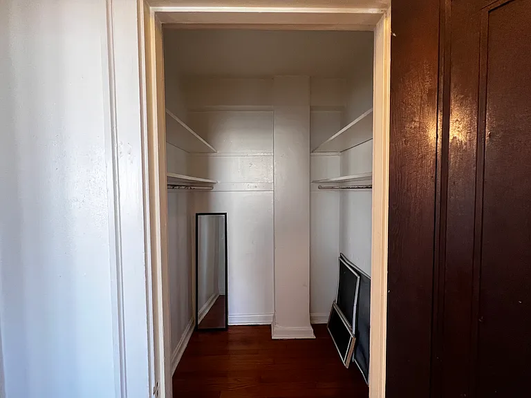 The walk-in closet adds plenty of additional storage to minimize clutter in the living space.