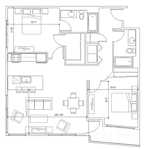 Floor plan Vector - 2x2 C1