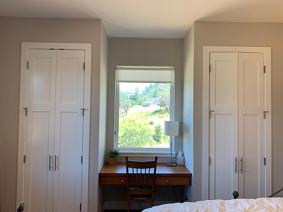 Desk with beautiful view and lots of storage