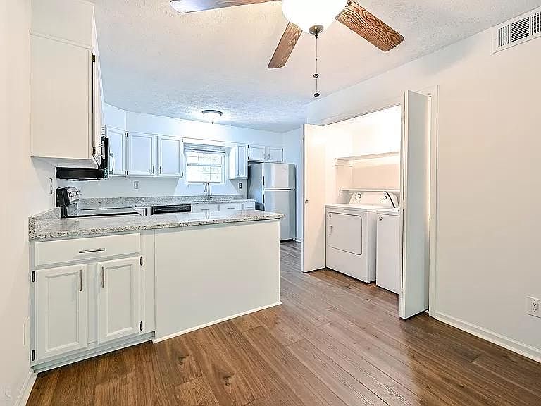 Kitchen & laundry from living room
