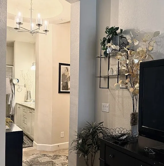 Master suite foyer and view to master bathroom