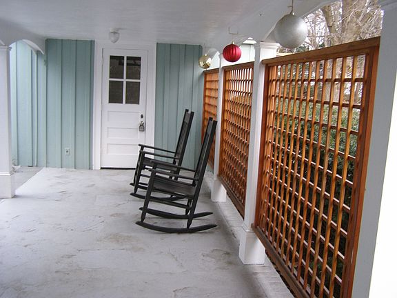 porch with custom lattice