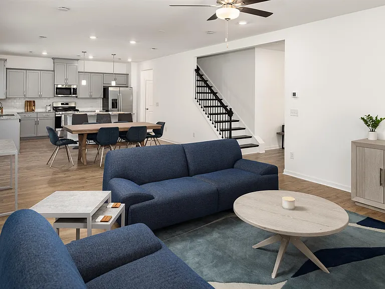 A refined living area offering a graceful view of the home's living and dining space