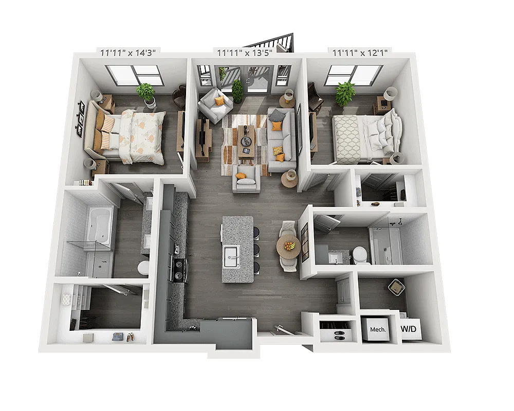 Floor plan Two Bedroom B2E-II