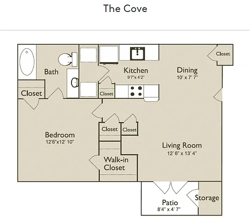 Floor plan 1 Bedroom, 1 Bathroom