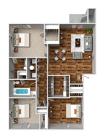 Floor plan Three Bedroom Two Bathroom
