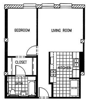 Floor plan P2AH 1x1 HC