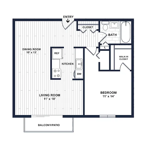 Floor plan 1 Bedroom 1 Bath