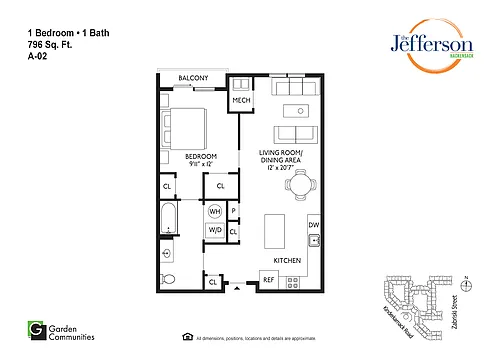 Floor plan $3.38/sq.ft. - A-02 One Bedroom