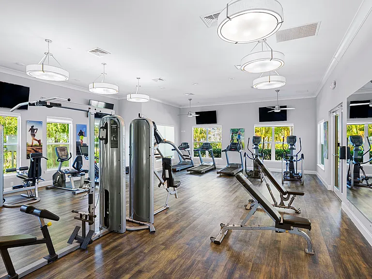 Stay active with a fully equipped fitness center right at home.