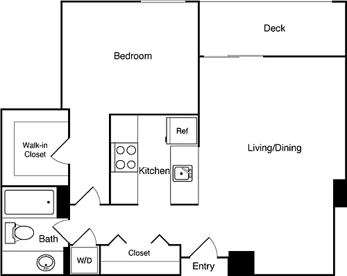 Floor plan 1 Bed 410-610 SW