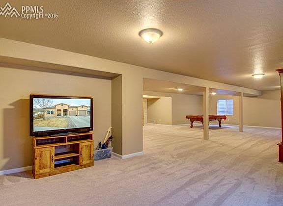 media room in basement