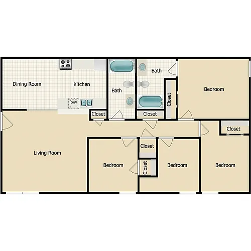 Floor plan 4 Bedroom 2 Baths