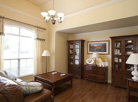 Vaulted ceiling in formal dining room
