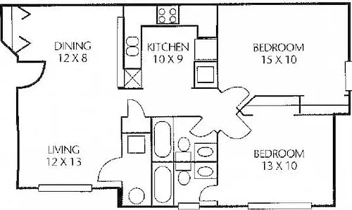 Floor plan 2 Bedroom 2 Bathroom