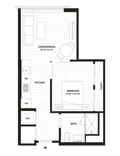 Floor plan 1 Bed/1 Bath-A4