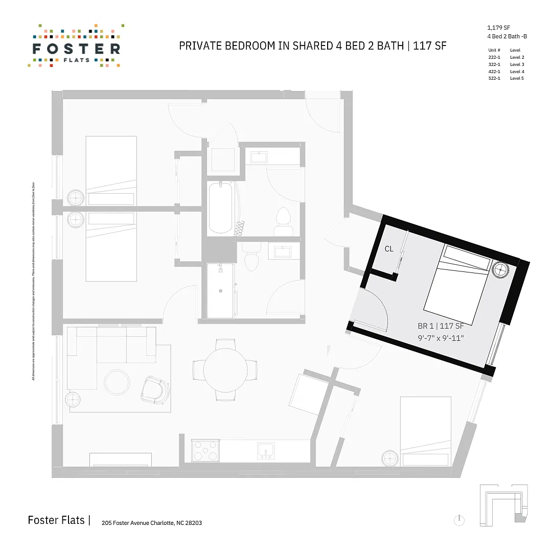 Floor plan Furnished Room in Coliving 4 Bed 2 Bath