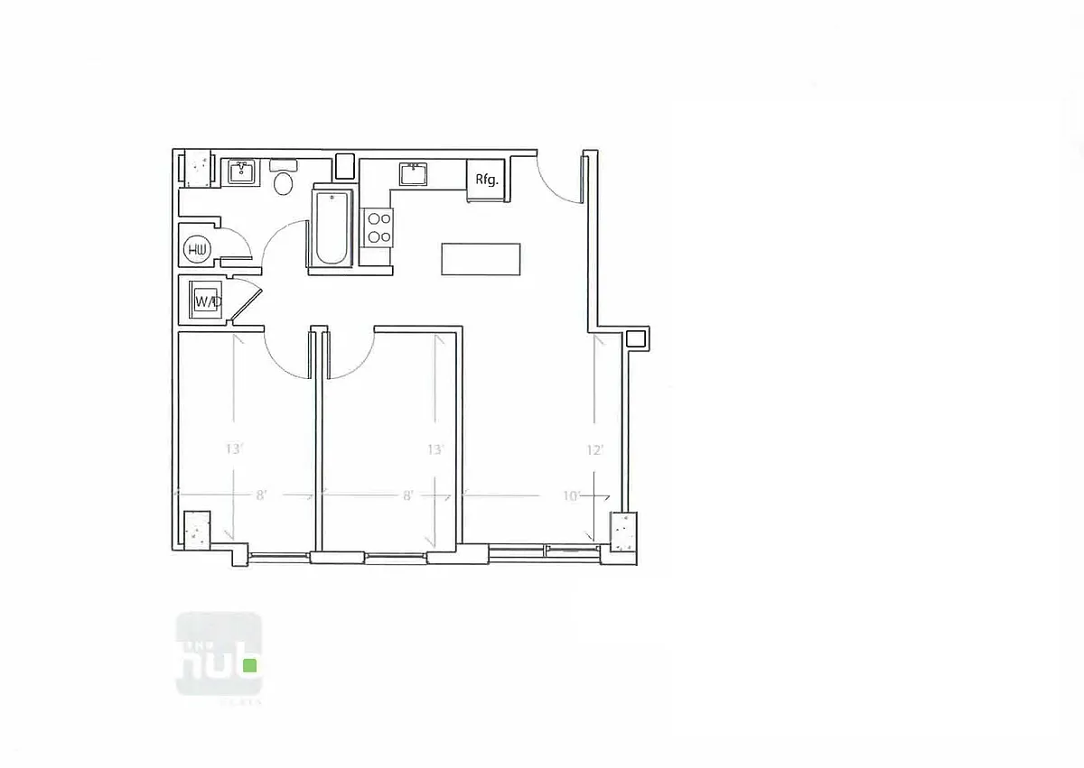Floor plan 2 Bed - 1 Bath