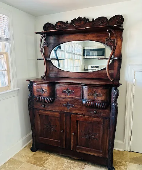 Large hutch in kitchen for added storage