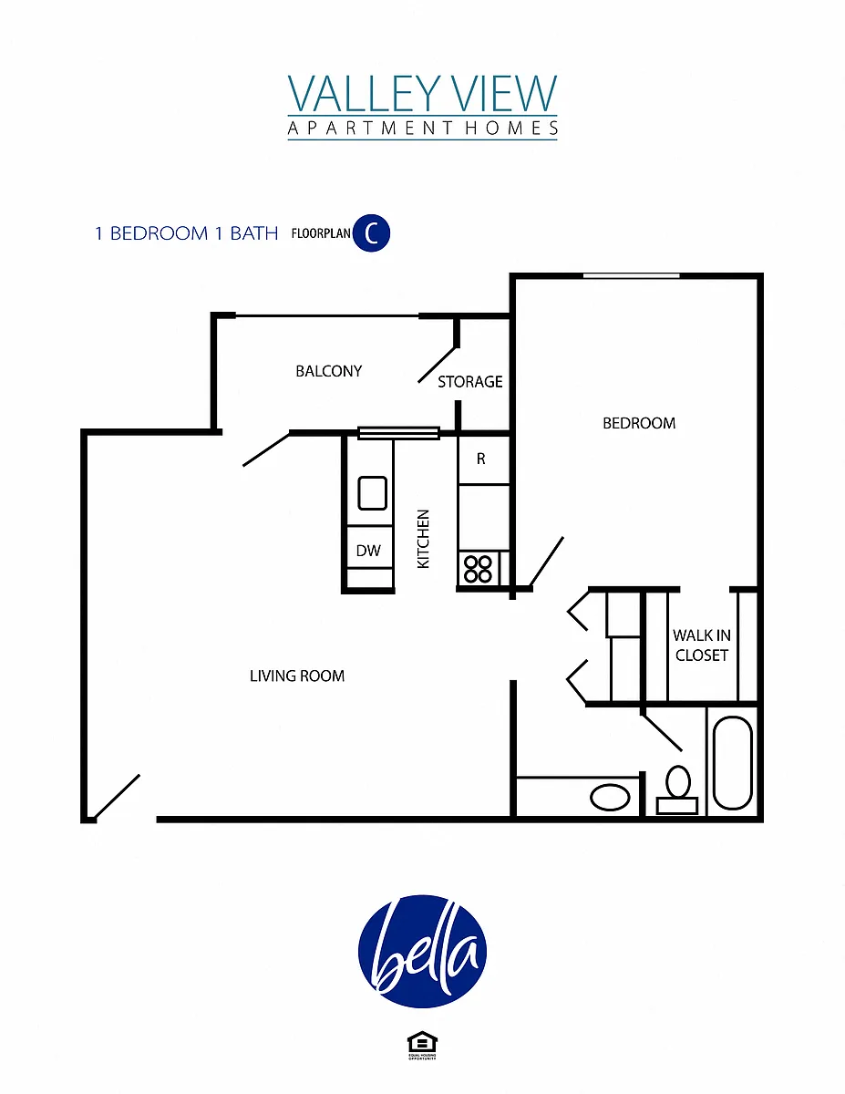 Floor plan 1 Bed / 1 Bath (C)