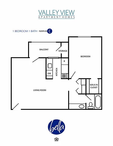 Floor plan 1 Bed / 1 Bath (C)