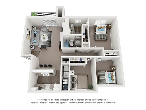 Floor plan 3 Bedroom, 2 Bath C1