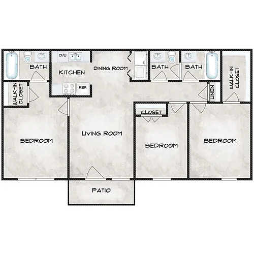Floor plan 3BD 2BA