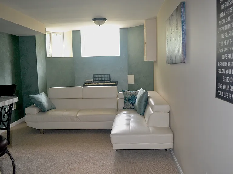 Living room facing front of building