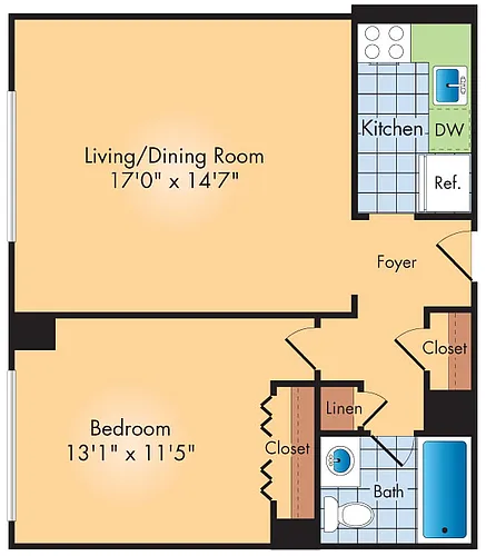 Floor plan 1 Bedroom 1 Bath A