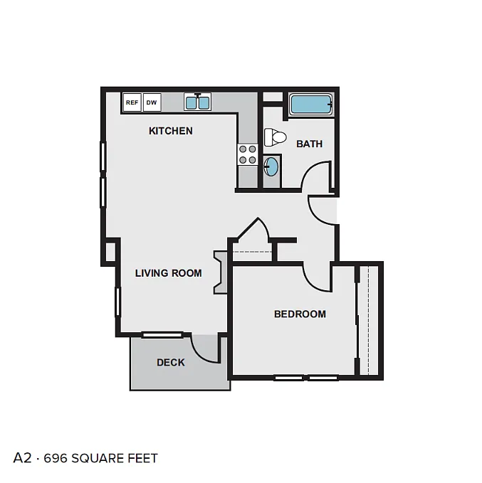 Floor plan 1 Bed 1 Bath B