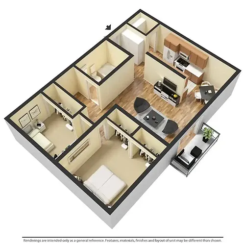 Floor plan 2 Bedroom Corner Pantry