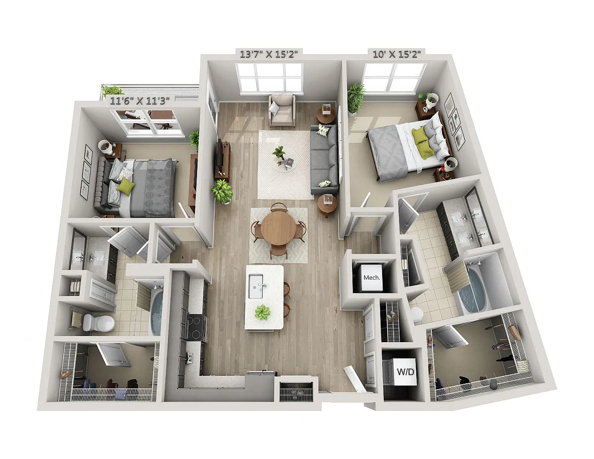 Floor plan C3 2 Bedroom 2 Bath